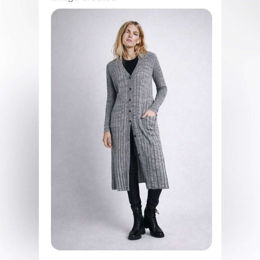 Free People Shadow Stripe Long Cardigan Duster - Picture 2 of 6